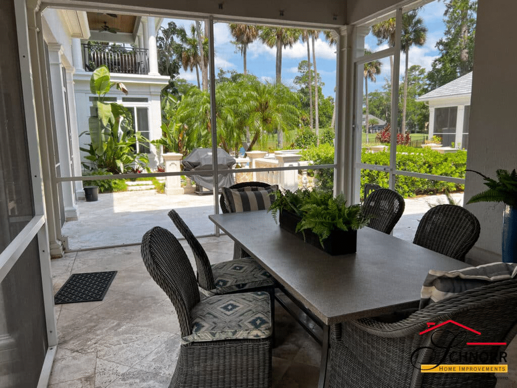 Screened Lanai in Jacksonville FL Screened lanai with outdoor living area in Jacksonville FL
