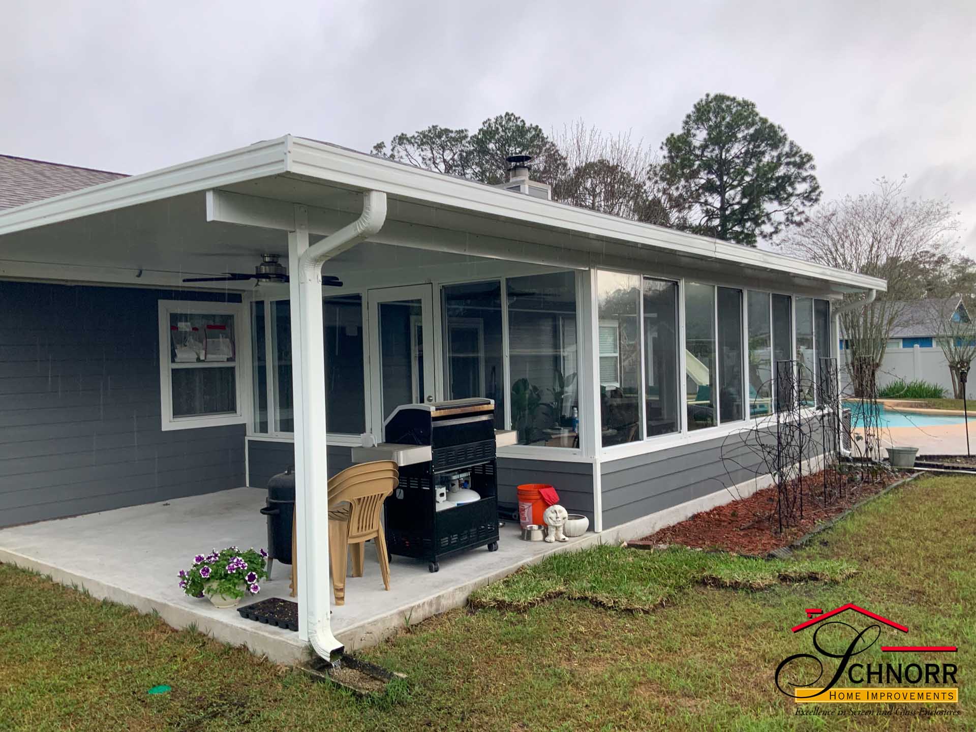 Patio Converted to Sunroom in Jacksonville FL Existing Jacksonville patio transformed into an enclosed sunroom by Schnorr Home Improvements.