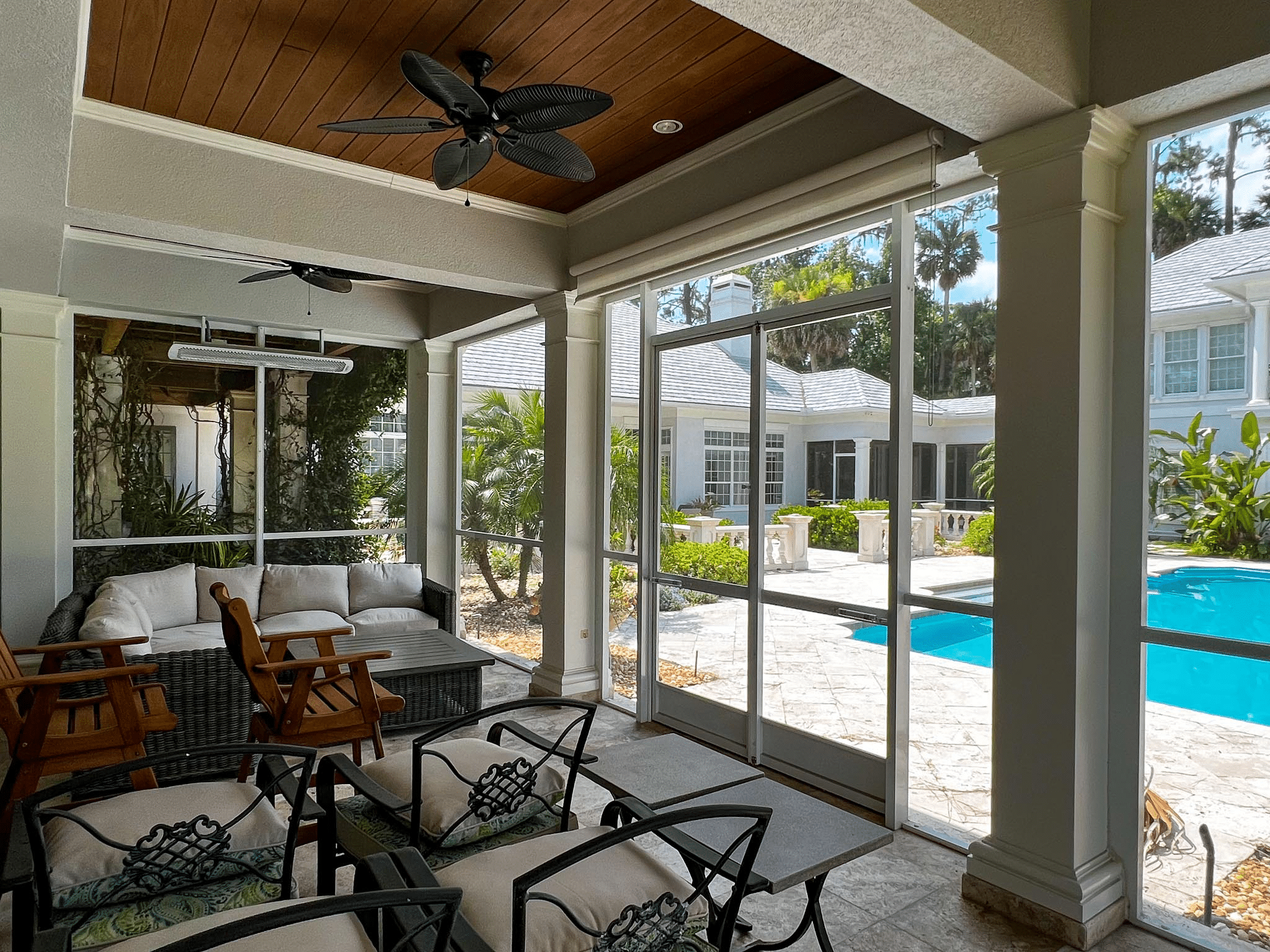 Screen Walls for Existing Lanai Screen walls installed in an existing Northeast Florida lanai