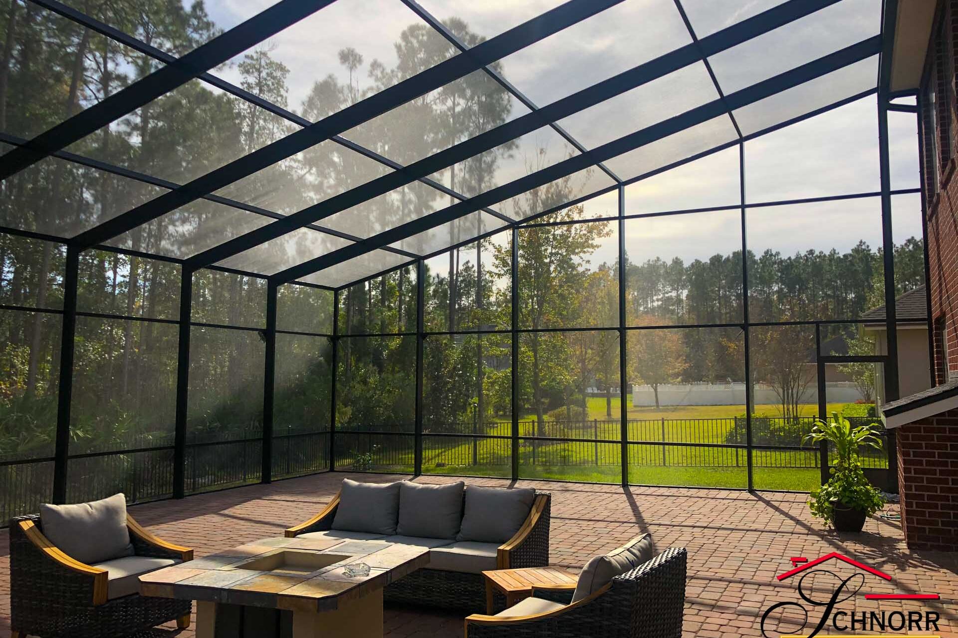 Shed style screen roof enclosure Jacksonville FL