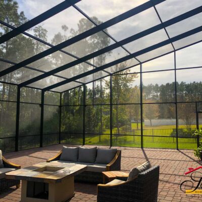 Shed style screen roof enclosure Jacksonville FL