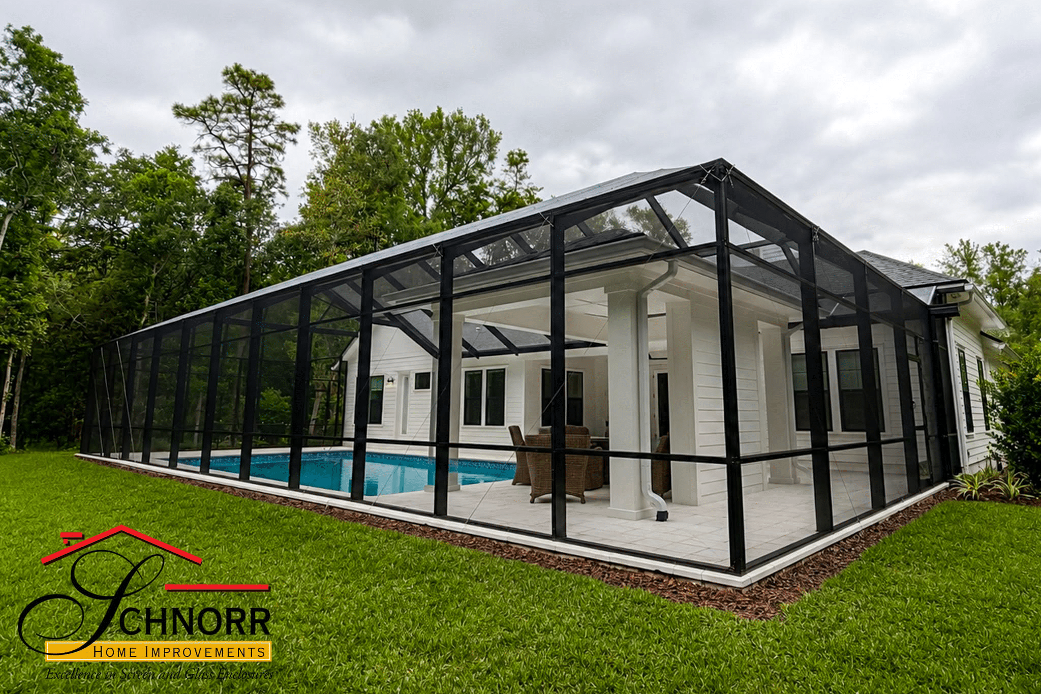 Screened Pool Enclosure St. Johns County FL Screened pool enclosure surrounding a residential pool in St. Johns County, Florida